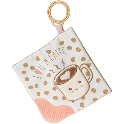 Sweet Soothie Crinkle Teether Toy with Baby Paper and Squeaker, 6 x 6-Inches, Latte