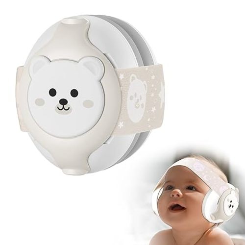 Baby Headphones-Infant Ear Protection for Babies 0-36 Months, 25dB NRR Baby Noise Cancelling Headphones with Little Bear Design,Baby Airplane Essentials for Travel/Improves Sleep/Outdoor - Starlight