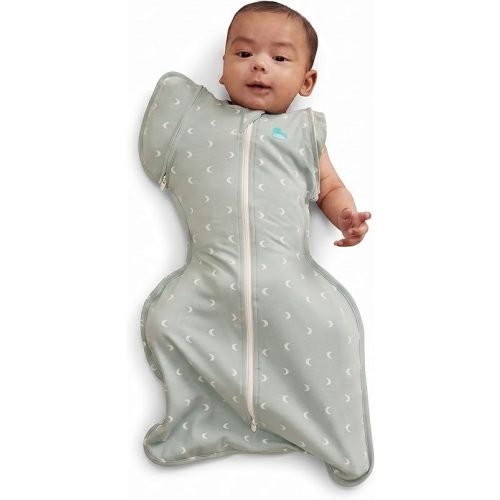 Love to Dream Swaddle Up Transition Bag Original, Arms Up Position, Light and Ultra Breathable Cotton - Sleep Bag - 1.0 TOG - (20-24°C) Ideal for Moderate Temps (Moon Olive, Medium, 6–8.5kg)