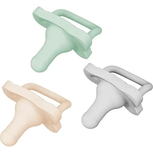 Dr. Brown's HappyPaci 100% Silicone Baby Pacifier, Contoured One-Piece Design, Cool Gray, Green, Ecru, 0-6m, BPA-Free, 3 Pack