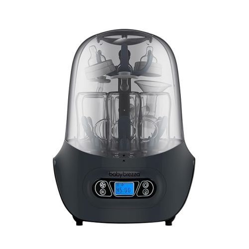 Baby Brezza Baby Bottle Sterilizer and Dryer Machine – Electric Steam Sterilization - Universal Fit - Pacifiers, Glass, Plastic, and Newborn Feeding Bottles, Charcoal