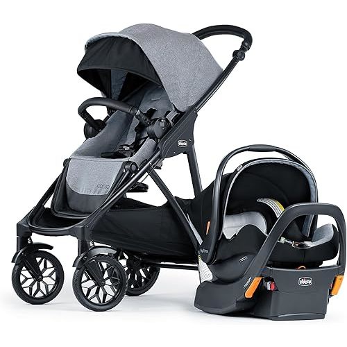 Chicco Corso LE ClearTex Modular Travel System with Corso LE Stroller & KeyFit Max ClearTex Infant Car Seat and Base, Stroller and Car Seat Combo | Canyon/Grey