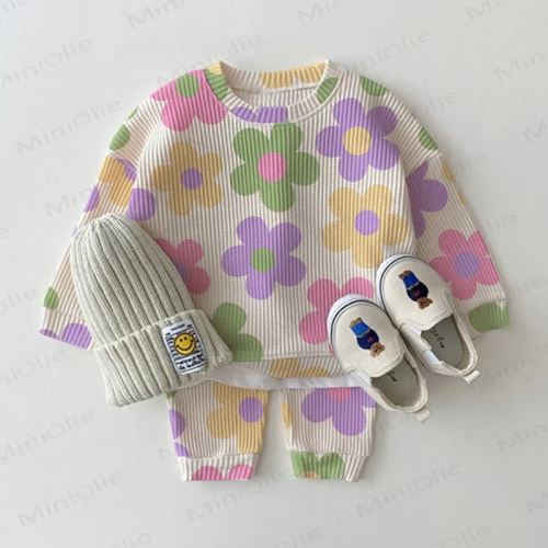 Baby Toddler Colored Floral Waffle 2-piece Set