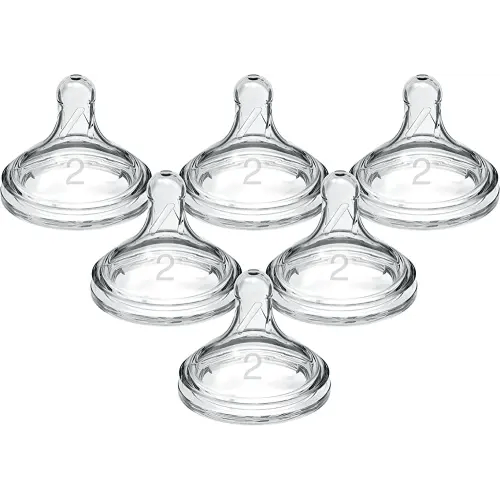 Dr. Brown’s Natural Flow Level 2 Wide-Neck Baby Bottle Silicone Nipple, Medium Flow, 3m+, 100% Silicone Bottle Nipple,6 Count (Pack of 1)