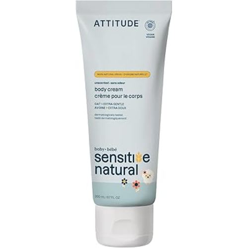 Attitude Deep Moisturizing Body Cream, Plant and Mineral-Based Ingredients, Vegan and Cruelty-free Personal Care Products for Sensitive Skin, Unscented, 6.7 Fl Oz