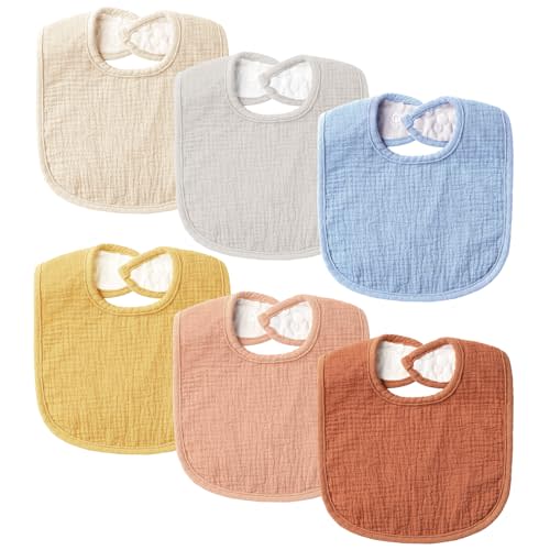 POIKSHARK Muslin Baby Bibs for Unisex Boys Girls, Soft Cotton Baby Drool Bibs, Drooling and Teething Bibs for Infant, Newborn