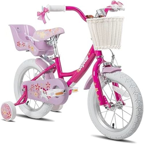 JOYSTAR Unicorn Kids Bike for Girls Ages 2-9 Years Old, 12 14 16 18 Inch Kids Bike with Training Wheels, Doll Seat, Streamers and Basket, Toddler Girls Bike, Multiple Colors