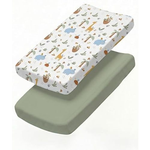 Changing Pad Cover - Pack of 2 Diaper Change Table Sheets - 32x16in, Safari