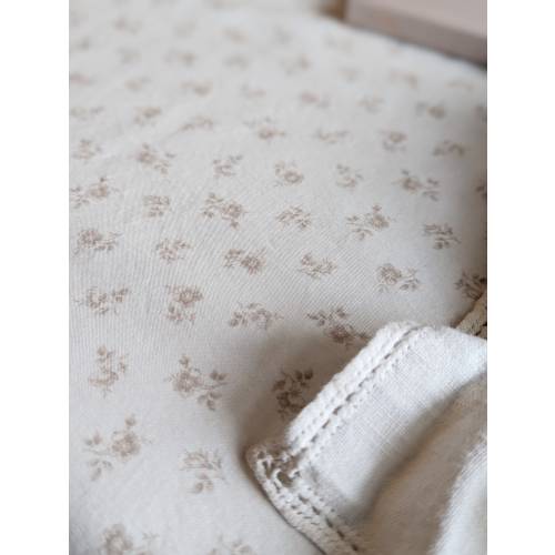 Ditsy Floral Crib Sheet: Neutral Beige Baby Bedding
