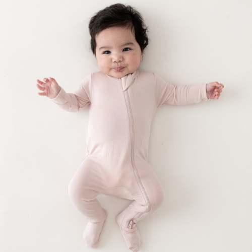 NB Zippered Footie in Blush | Baby Footie Pajamas | Kyte Baby