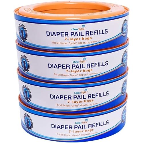 ChoiceRefill Compatible with Diaper Genie Pails, 4-Pack, 1080 Count - 4 Count (Pack of 1)