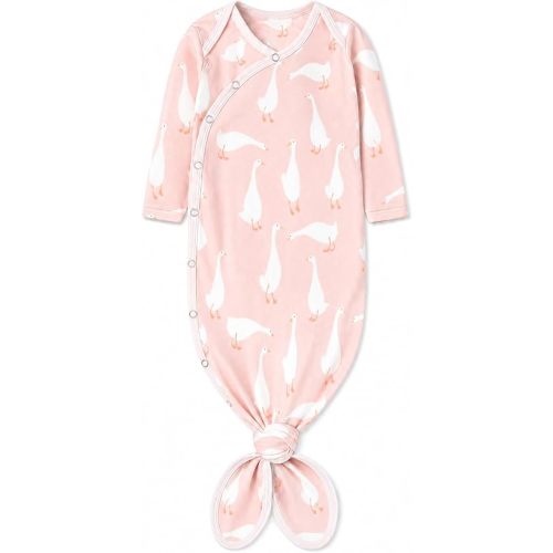 Copper Pearl Baby Gown - Knotted Newborn Sleepers for Baby Boy and Girl, Soft Stretchy Long Sleeve Infant Gowns with Bottom Tie and Hand Mittens, Perfect Hospital Coming Home Outfit (Goosie)