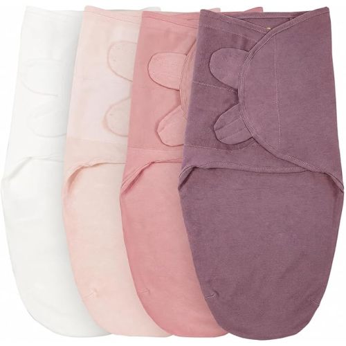 Swaddle Sack, 100% Organic Cotton Swaddle Blanket 4-Pack, Adjustable Swaddle Sleep Sacks, Easy Swaddles for Girls 0-3 Month, Baby Essentials