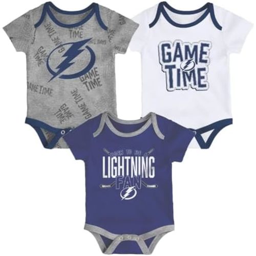 Outerstuff Tampa Bay Lightning 3-Pack Game Time Team Logo Newborn/Infant Baby Bodysuit Onesie
