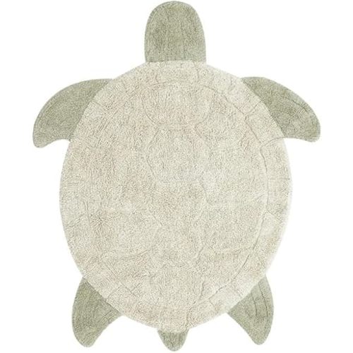 Lorena Canals Washable Area Rug Sea Turtle for Living Room o Bedroom. Natural Olive Size: 3' 6" x 4' 3"