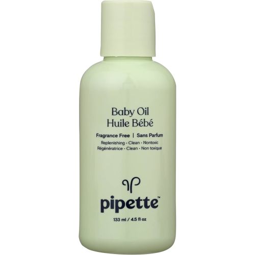 Pipette Baby Oil, Moisturize Baby Skin with Vitamin E and Fragrance Free with Renewable Plant-Derived Squalane, 4.5 Fl Oz