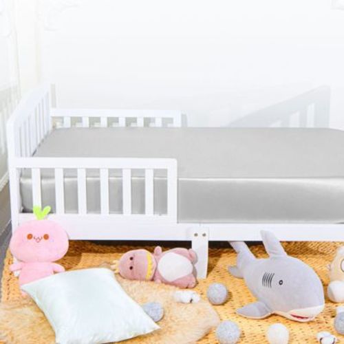 2 Pack Silk Satin Fitted Crib Sheet, Super Soft and Silky Crib Sheet for Boys, Girls, Unisex, 28x52 Inches, Dark Gray - NTBAY