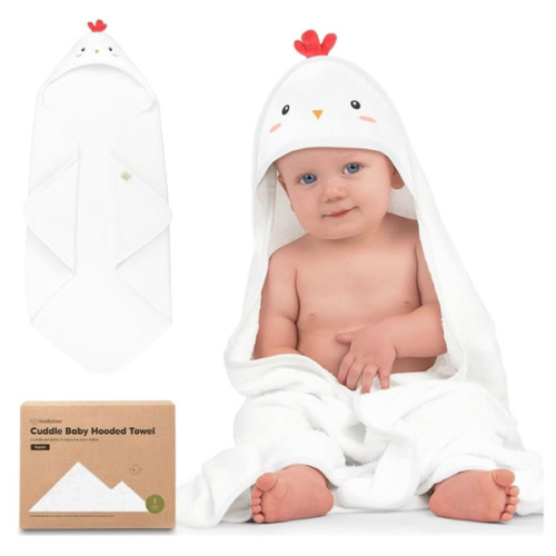 KeaBabies Hooded Baby Towel for Newborn - Viscose Derived from Bamboo Large Baby Bath Towels with Hood for Boys, Girls, Toddler, Extra Absorbent & Soft Newborn Bath Essentials (Rooster)