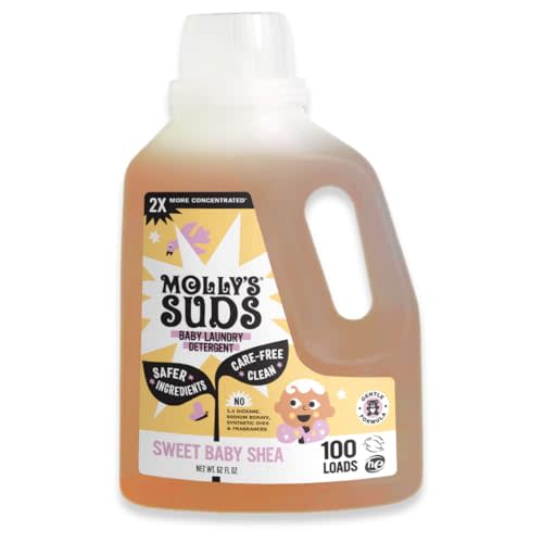 Molly's Suds Baby Liquid Laundry Detergent | Removes Formula, Poop & Spit-Up Stains | Extra Gentle for Infants, Babies, Toddlers (Sweet Baby Shea, 100 Loads)
