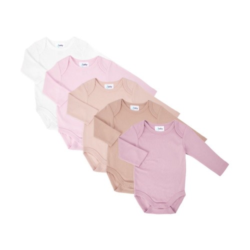 4Baby 5 Pack Bodysuit Long Sleeve Pink Multi