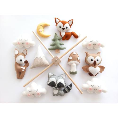 Baby Mobile "Forest Animals". Baby mobile, Baby shower gift, New baby gift, Felt animals toy, baby mobile woodland, forest mobile