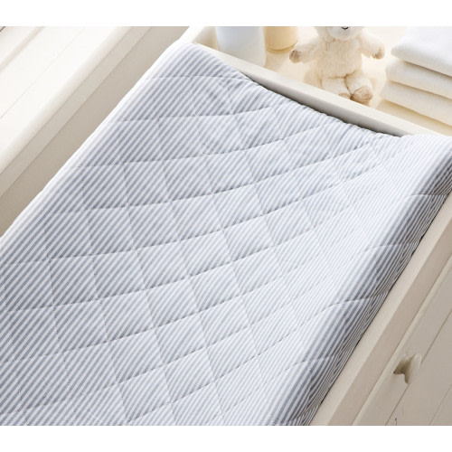 Oxford Stripe Organic Quilted Changing Pad Cover
