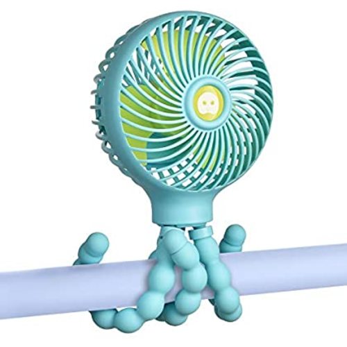 HomeLifairy Portable Mini Handheld Stroller Fan and 2600mAh Baby Fan with Flexible Tripod Can Be Wrapped on Stroller/Car Seat/Student Bed/Bike USB and Battery Powered Desk Fan (Blue)