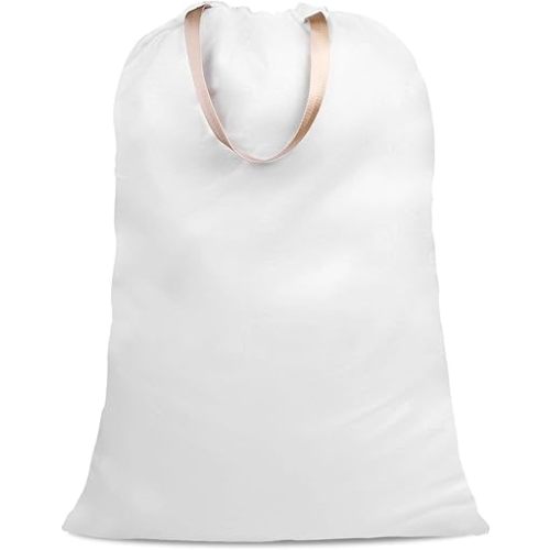 Cotton Canvas Laundry Bag with Handles & Drawstring Straps, Heavy Duty Extra Large Laundry Bags for Laundromat and Household, 25.5x34 Inch, White