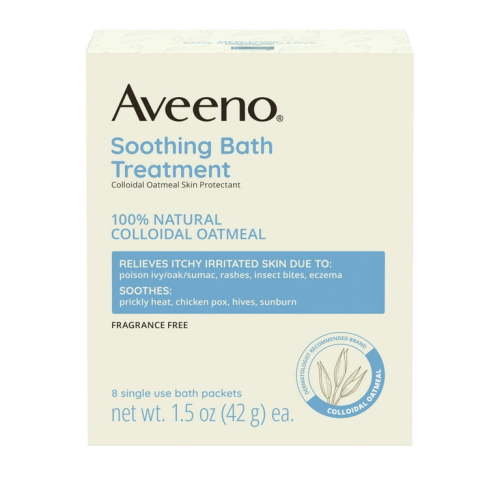 Aveeno Oat Packet Sensitive Body Treatment, Soothing Bath Soak for Eczema, 8 Ct