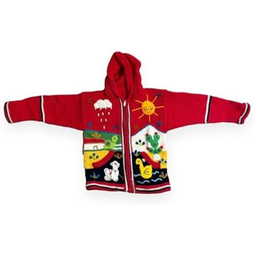 Peruvian Wool Knitted Sweater with hoodie for babies & toddlers, Unisex, Chompas Peruanas, fall winter sweater