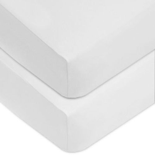 Basic Fitted Cotton Crib Sheet - White - 2pk