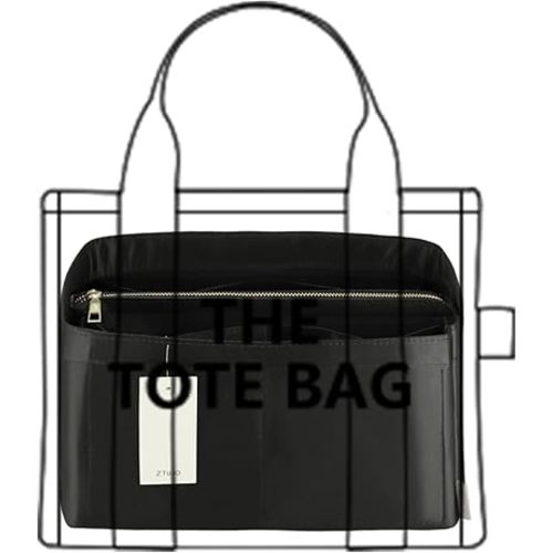 Purse Organizer Insert For Handbags, Purse Organizer With Zipper, Neverfull Organizer, Bag Organizer For Speedy Neverfull ONTHEGO Tote, Handbag and More (Silky Black, Large)