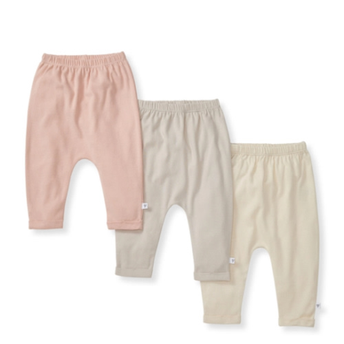 Solid Organic Cotton Baby Pants 3 Pack Pink Sand