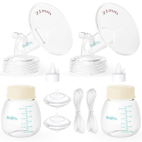 Breast Pump Parts Compatible with Spectra S1/S2/9 Plus, Not Original Accessories, Full Set Replacements Include 21mm Flanges, Valves, Backflow Protectors (Duckbills Included), Tubings and Bottles