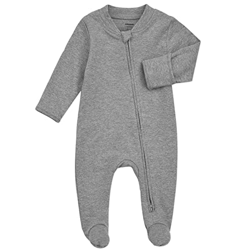 Aablexema Organic Cotton Baby Footie Pajamas with Mittens Newborn Soft Zip Sleeper