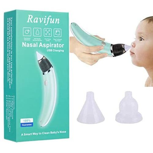 Electric Baby Nasal Aspirator, Ravifun Snot Sucker Nose Mucus Boogies Vacuum Cleaner with 5 Levels of Suction for Newborn Infant Toddlers and Kids