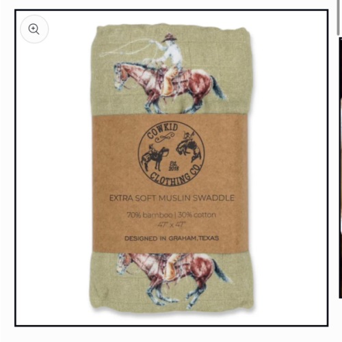 Roper Bamboo Muslin Swaddle – Cowkid Clothing Company