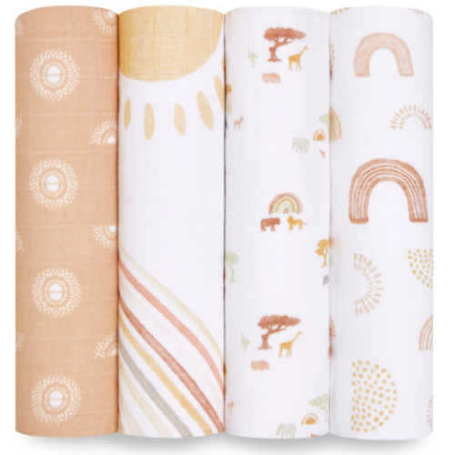 Sunrise Cotton Muslin Swaddle 4pk | aden + anais