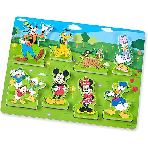 Melissa & Doug Disney Mickey Mouse Wooden Chunky Puzzle (8 pcs) Disney Characters Wooden Puzzle, Mickey Mouse For Toddlers And Kids Ages 2+