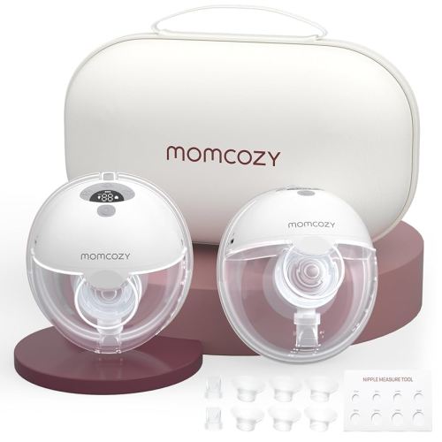 Momcozy M5 Hands Free Breast Pump, Portable Electric Pump of Baby Mouth Double-Sealed Flange with 3 Modes & 9 Levels (Grey, 2)