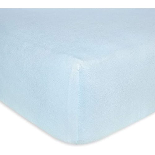 Burts Bees Baby Solid Fitted Crib Sheet Organic Cotton BEESNUG - Sky Blue, Fits Unisex Standard Bed and Toddler Mattress, Infant Essentials, 28 x 52 x 5.5 Inch 1-Pack