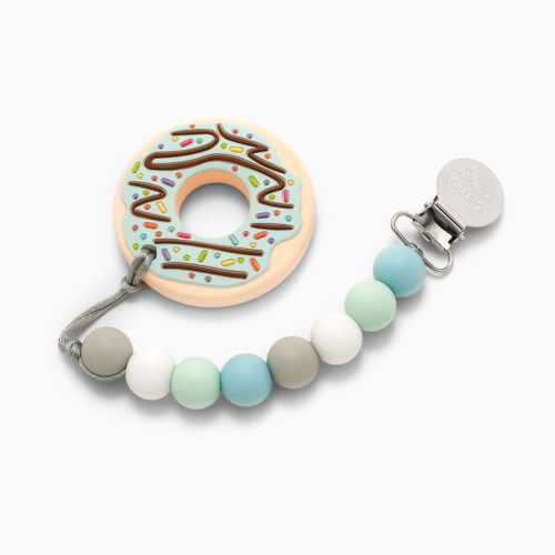Loulou Lollipop Silicone Teether with Clip - Mint Classic Donut (Mint)