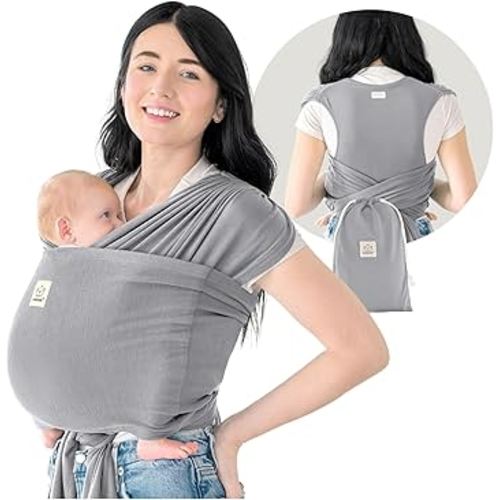 KeaBabies Baby Wrap Carrier Ring Sling - Easy to Wear, Adjustable D-Lite Baby Carrier Newborn to Toddler, Infant Carrying Shirt, Hands Free Bonding, Breathable Fabric Wearing Wrap (Classic Gray)