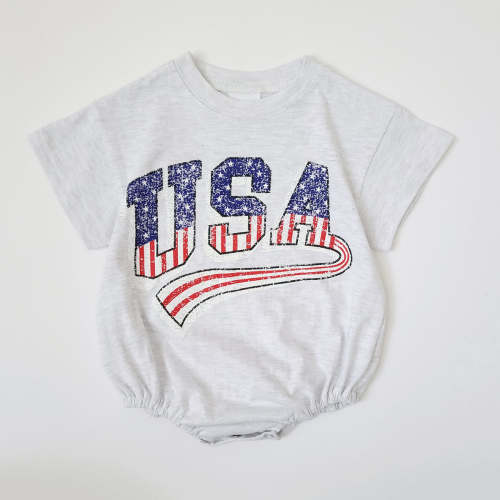 Baby USA T-Shirt Romper (0-18m) - Light Heather Gray – AT NOON STORE