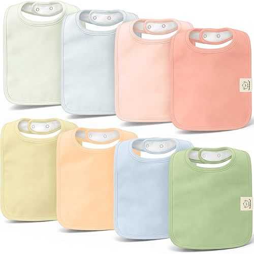 KeaBabies 8-Pack Organic Baby Bibs for Boys, Girls - Super Absorbent Cotton Drool Bibs for Baby Girl & Boy, Teething Toddler, Drooling Newborn, Ultra Soft & Machine Washable (Dew)