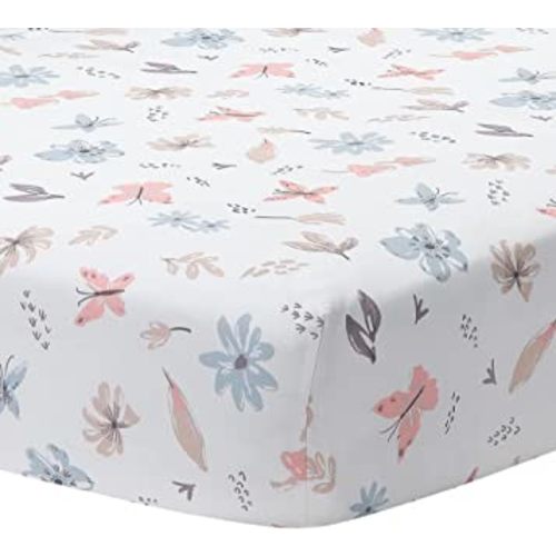 Amazon.com : Lambs & Ivy Baby Blooms Watercolor Floral/Butterfly Cotton Fitted Crib Sheet : Baby