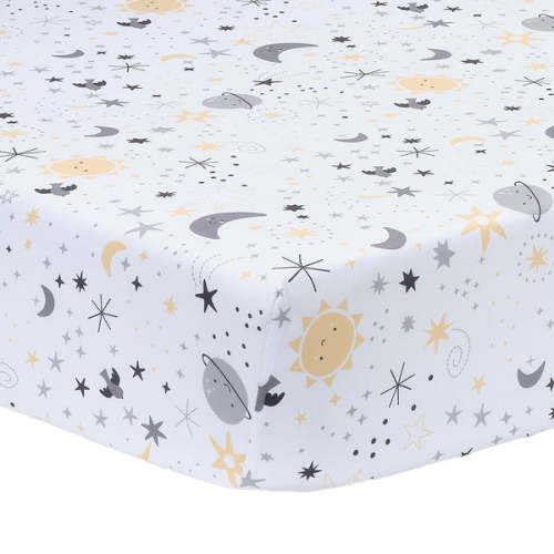 Little Star White Celestial Microfiber Baby Fitted Crib Sheet – Lambs & Ivy