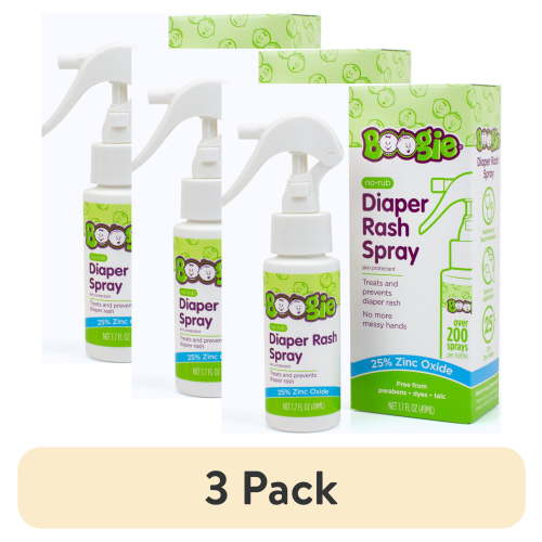 (3 pack) Boogie No-Rub Liquid Diaper Rash Spray with Zinc Oxide, 1.7 fl oz