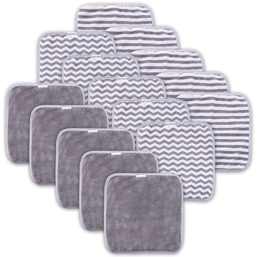 15 Pack Baby Washcloths - Super Soft Absorbent Wash Cloths for Boy and Girl, Newborn Essentials Baby Clothes, Gentle on Sensitive Skin for Face and Body, 10" by 10", Grey