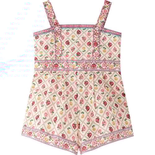 Baby Lilah Floral Print Shoulder Strap Romper, Multicolors - Marlo Kids | Maisonette
